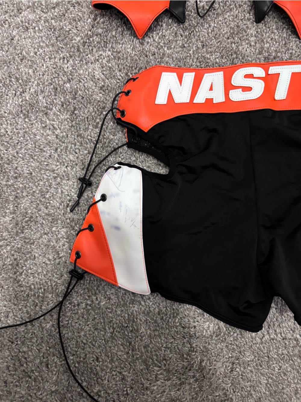 NAMILA SET: Orange and Black Women's Moto-Style Shorts - Picture 5 of 6